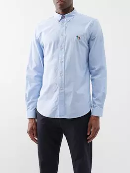 Рубашка из органического хлопка с вышивкой зебры PS Paul Smith, синий