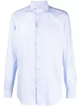 Рубашка из органического хлопка со срезанным воротником Xacus, синий