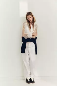 Рубашка из органзы oversize ZARA, белый