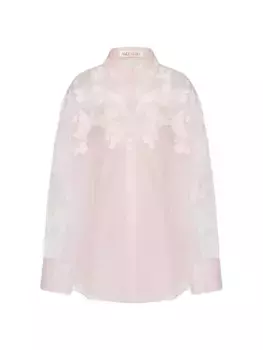 Рубашка из органзы с вышивкой Valentino Garavani, цвет taffy