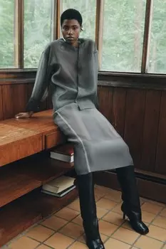 Рубашка из органзы ZARA, серый