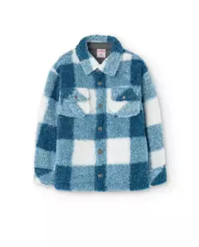 Рубашка из овчины для мальчика с клетчатым принтом Boboli, синий