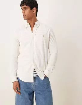 Рубашка из пике с логотипом Polo Ralph Lauren кремового цвета