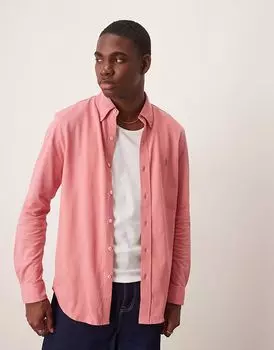 Рубашка из пике с логотипом Polo Ralph Lauren в розово-розовом цвете