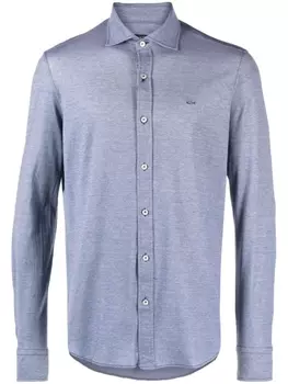 Рубашка из пике с вышитым логотипом Paul & Shark, синий