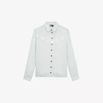 Рубашка из плиссированной ткани с кружевной отделкой The Kooples, цвет ocean