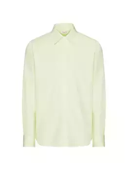 Рубашка из плотного хлопкового поплина с длинными рукавами Valentino Garavani, цвет yellow mint