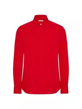 Рубашка из плотного хлопкового поплина с длинными рукавами Valentino Garavani, красный