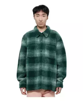 Рубашка из полиэстера в клетку из шерпы Stssy, зеленый