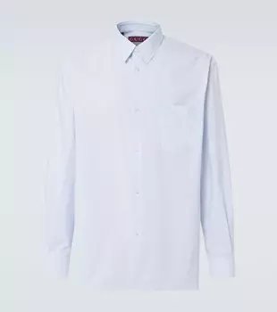 Рубашка из полосатого хлопкового поплина Gucci, цвет white/azure