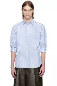 Рубашка из полосатого хлопкового поплина, окрашенного в синюю пряжу Comme des Garons Shirt