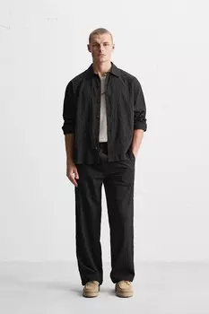 Рубашка из полоски из модала ZARA, черный