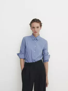 Рубашка из полухлопка стрейч Massimo Dutti, синий