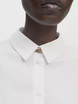 Рубашка из поплин с вытачками и деталями по ниму Massimo Dutti, белый