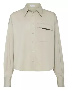 Рубашка из поплина Brunello Cucinelli, нейтральный