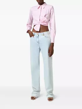 Рубашка из поплина Elisabetta Franchi с бантом, розовый