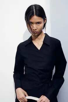 Рубашка из поплина H&M, черный