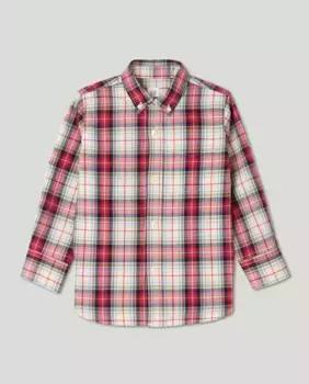 Рубашка из поплина из органического хлопка для мальчика с заостренным воротником и пуговицами Gap, красный