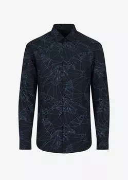 Рубашка из поплина из органического хлопка с принтом орла по всей поверхности Armani Exchange, синий