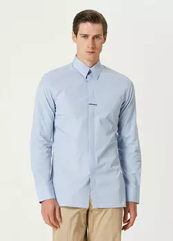 Рубашка из поплина классического кроя Givenchy, голубой