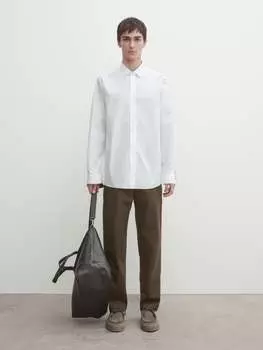 Рубашка из поплина классического кроя Massimo Dutti, белый