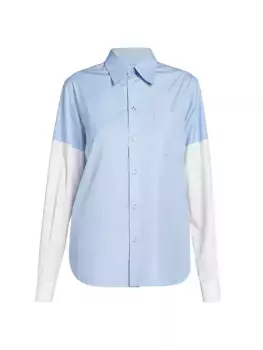 Рубашка из поплина с цветными блоками Marni, синий