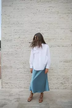 Рубашка из поплина с цветочным рисунком ZARA, белый
