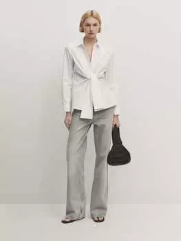 Рубашка из поплина с галстуком Massimo Dutti, белый