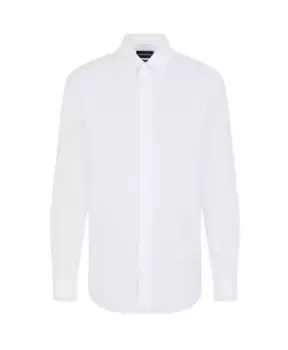 Рубашка из поплина с итальянским воротником Emporio Armani, белый