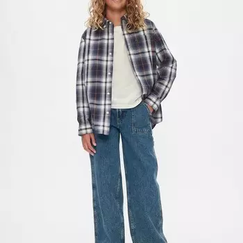 Рубашка из поплина с клетчатым принтом Gap, синий