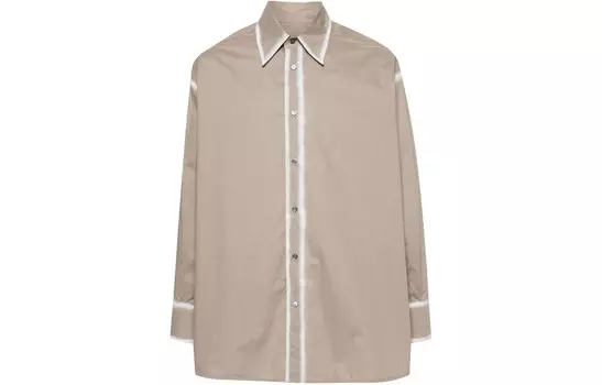 Рубашка из поплина с контрастной отделкой Mm6 Maison Margiela, коричневый