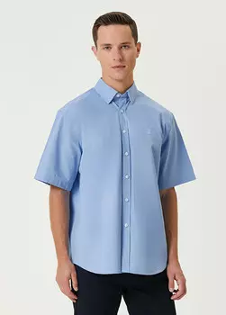 Рубашка из поплина с короткими рукавами Beymen Club, синий