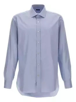 Рубашка из поплина с манжетами на пуговицах Barba, синий