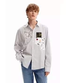 Рубашка из поплина с нашивками Desigual, белый