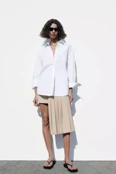 Рубашка из поплина с открытой спиной ZARA, белый