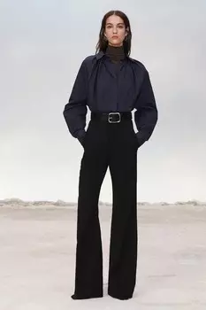 Рубашка из поплина с плиткой ZARA, темно-синий