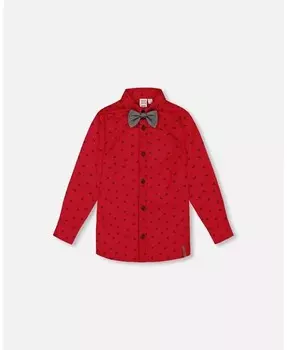 Рубашка из поплина с принтом оленей и галстуком-бабочкой для Big Boys, красная Deux Par Deux, красный