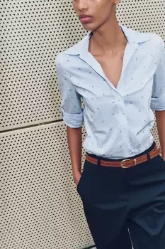 Рубашка из поплина с принтом ZARA, синий/белый