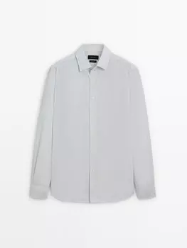 Рубашка из поплина с разноцветными полосками Massimo Dutti, бежевый