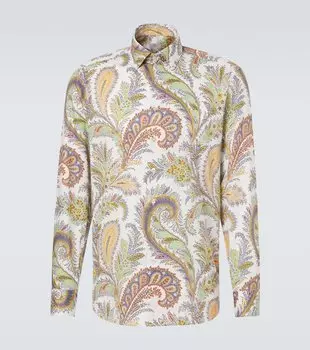 Рубашка из поплина с узором пейсли Etro, Print On White Base