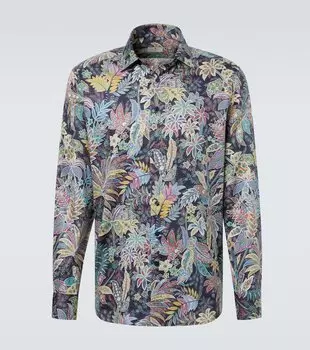 Рубашка из поплина с узором пейсли Etro, Print on Blue Base