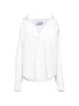 Рубашка из поплина с вышивкой Prada, белый