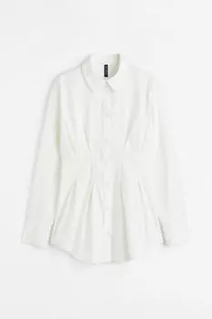 Рубашка из поплина с зауженной талией H&M, белый