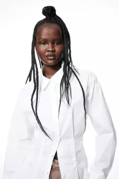 Рубашка из поплина с зауженной талией H&M, белый