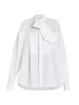 Рубашка из поплина смешанной техники Sacai, цвет off white