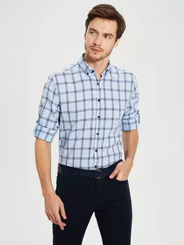 Рубашка из поплина стандартного кроя в клетку LCWAIKIKI Classic