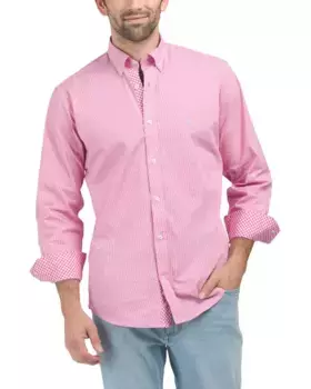 Рубашка из поплина стрейч с длинными рукавами Tailorbyrd, розовый