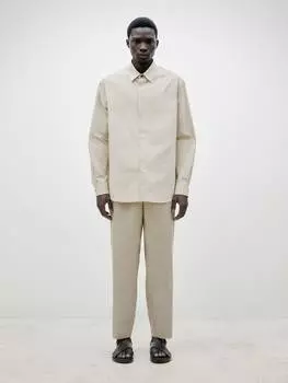 Рубашка из поплина свободного кроя с карманом Massimo Dutti, серый