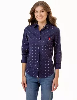 Рубашка из поплина U.S. Polo Assn. Dot Print Shirt, синий