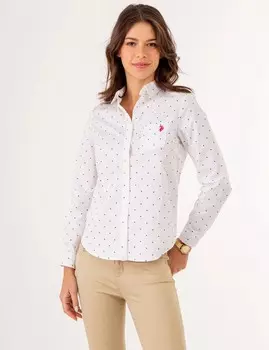 Рубашка из поплина U.S. Polo Assn. Dot Print Shirt, белый